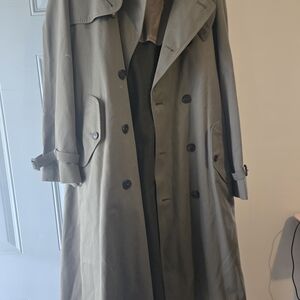 Men's Olive Green Double-Breasted Trench Coat